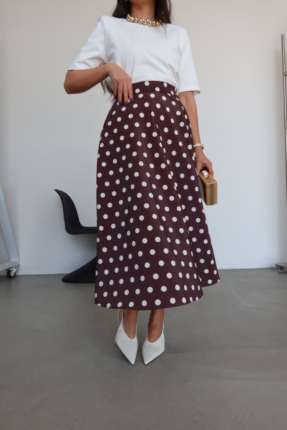 Puantiyeli Saten Etek