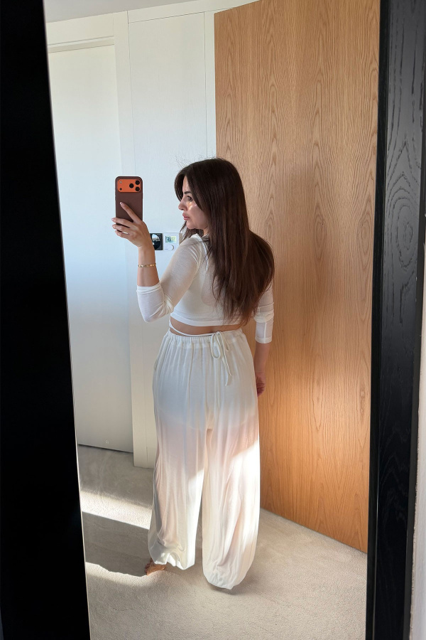 Bağlamalı Crop Bluz Şalvar Pantolon Takım
