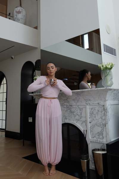 Bağlamalı Crop Bluz Şalvar Pantolon Takı