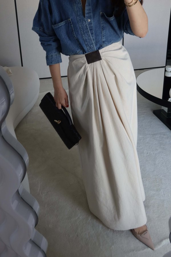 Büzgülü Uzun Premium Etek