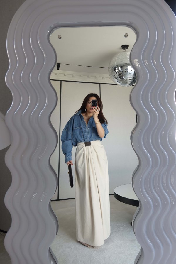 Büzgülü Uzun Premium Etek