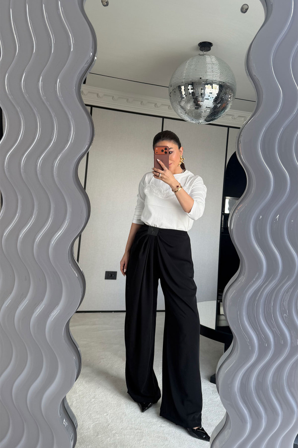 Pileli Dökümlü Premium Pantolon