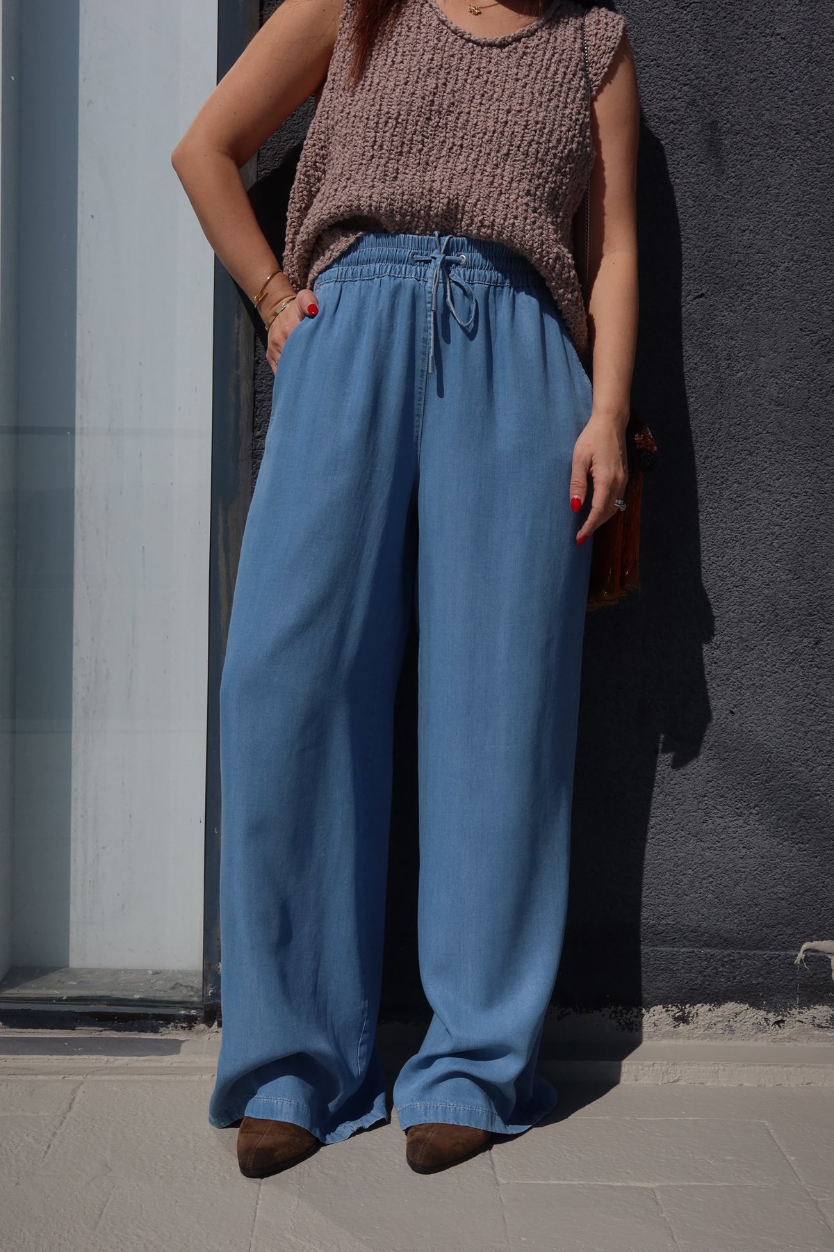 Beli Lastikli Rahat Kalıp Denim Pantolon