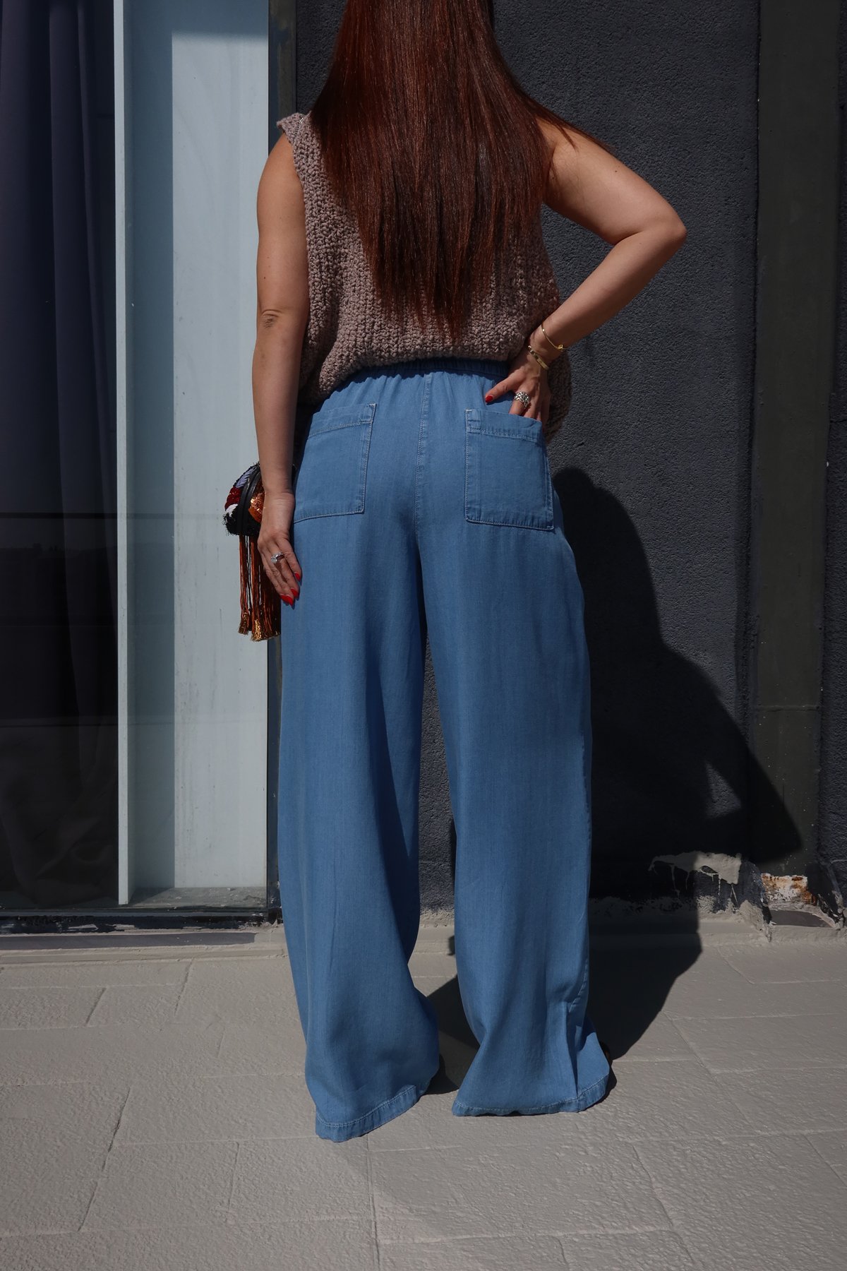 Beli Lastikli Rahat Kalıp Denim Pantolon