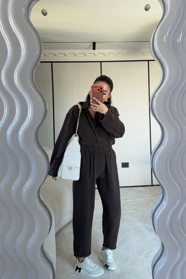 Yıkamalı Gömlek Pantolon Takım