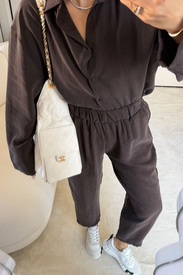 Yıkamalı Gömlek Pantolon Takım