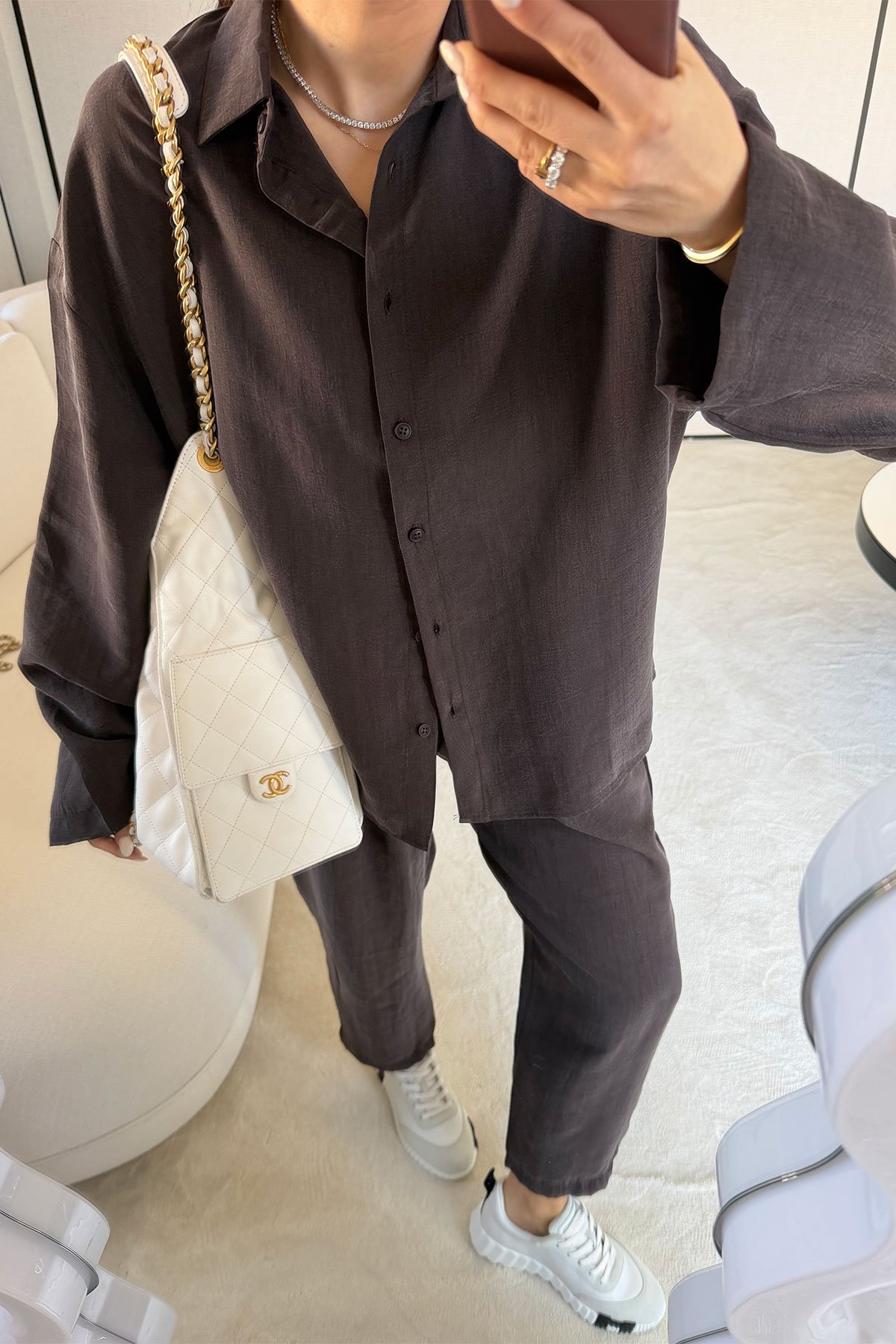 Yıkamalı Gömlek Pantolon Takım