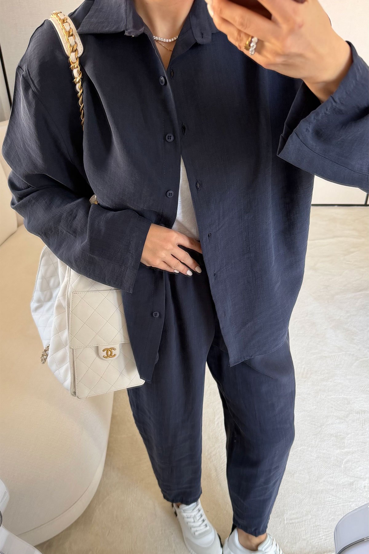 Yıkamalı Gömlek Pantolon Takım