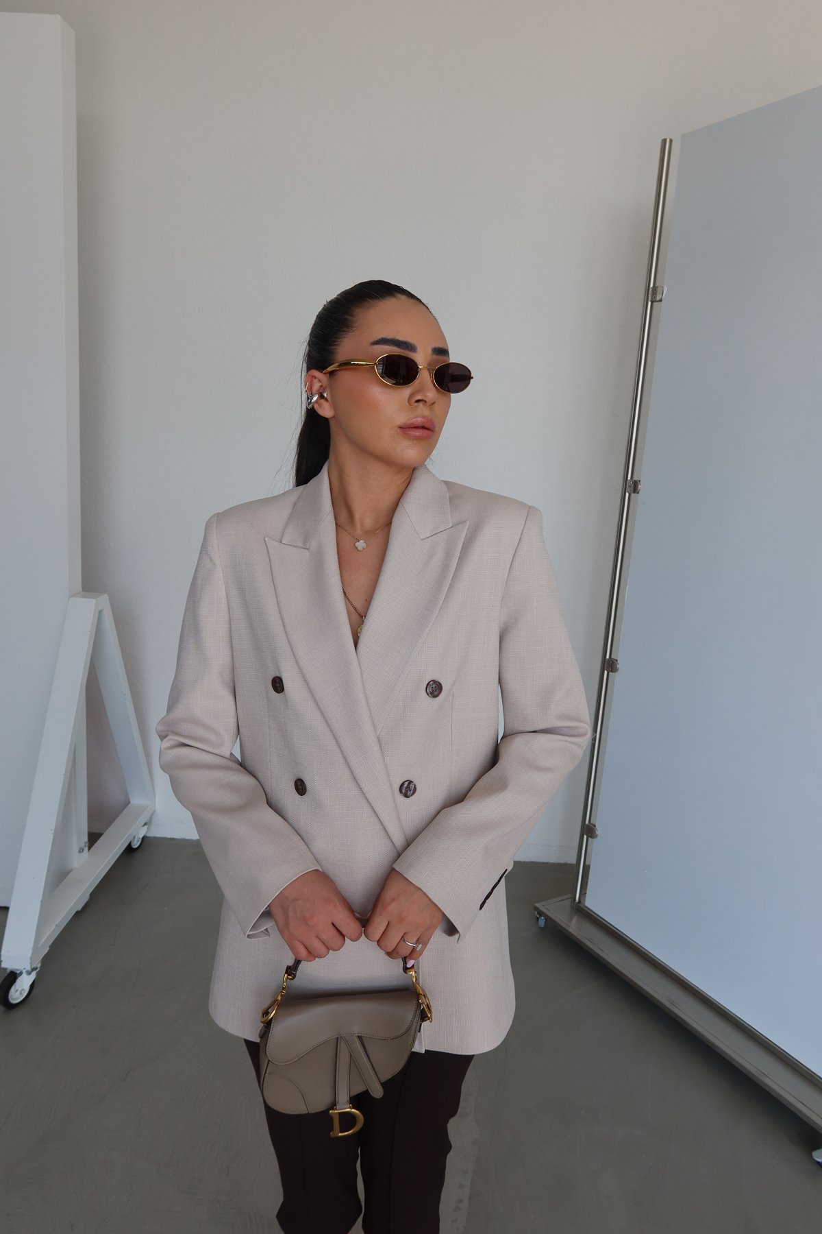 Kendinden Desenli Blazer Ceket