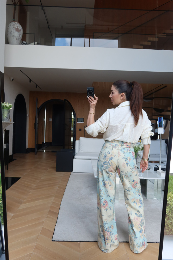 Çiçek Desenli Pantolon