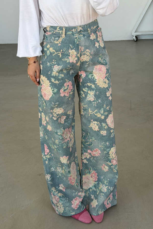 Çiçek Desenli Pantolon