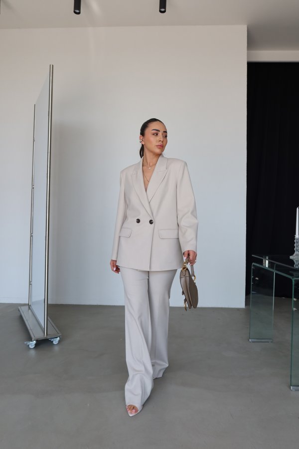 Geniş Paça Pileli Kumaş Pantolon