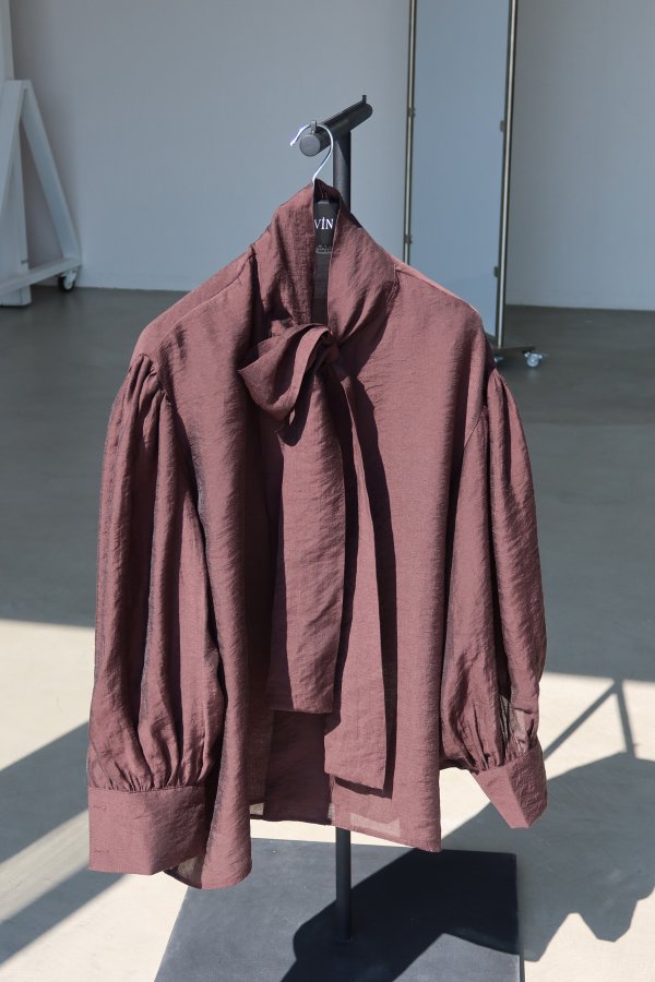 Yakadan Bağlamalı Balon Kol Bluz