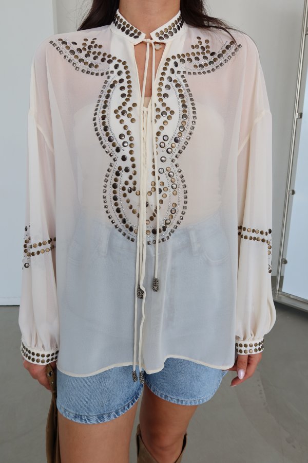 Üzeri Çakımlı Premium Şifon Bluz