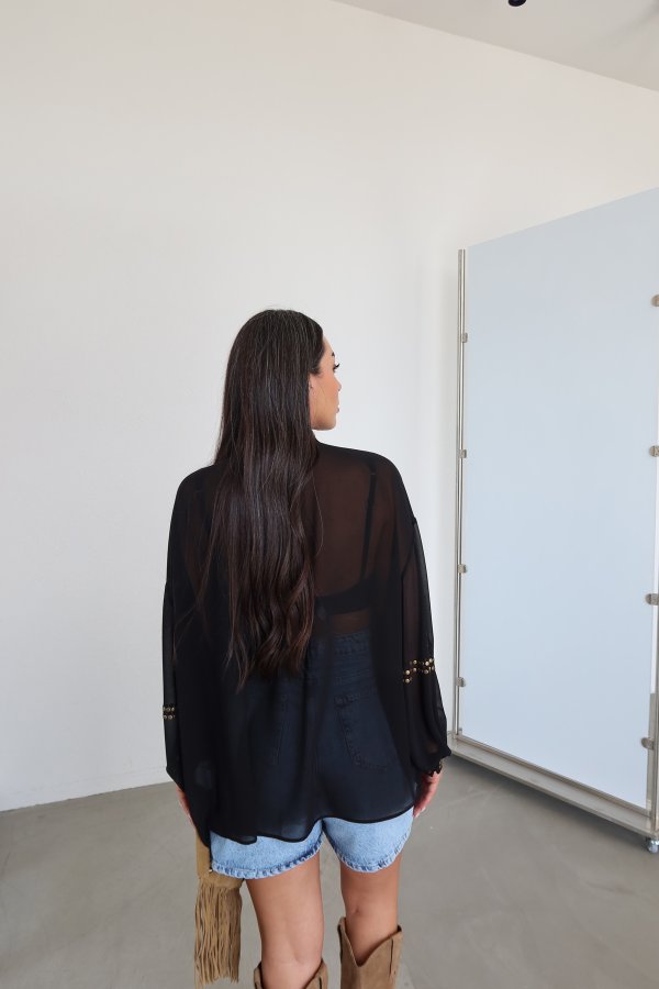 Üzeri Çakımlı Premium Şifon Bluz