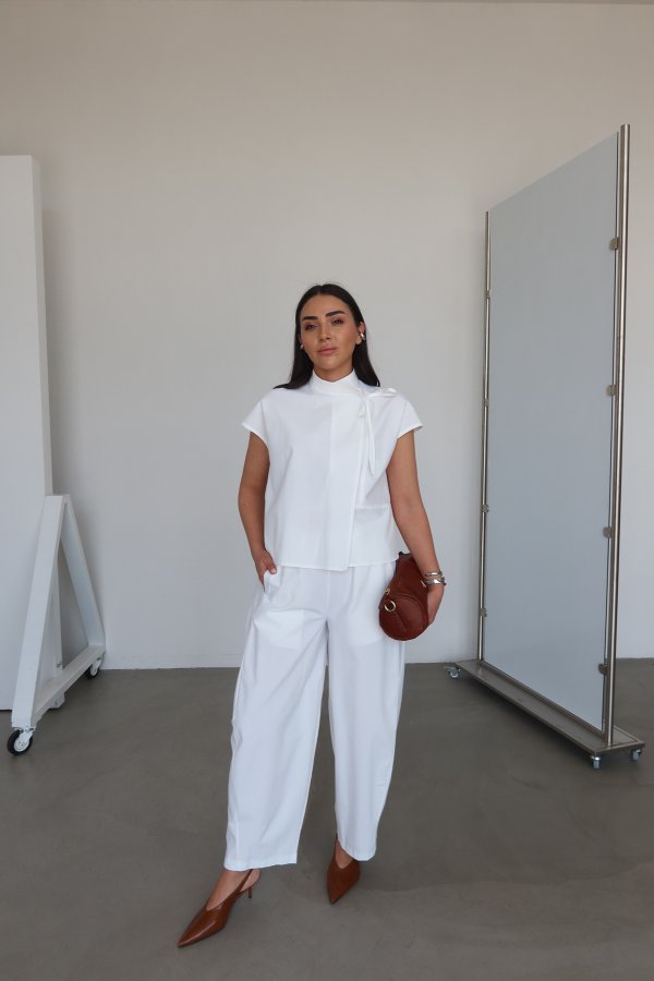 Bağlamalı Bluz Pantolon Takım