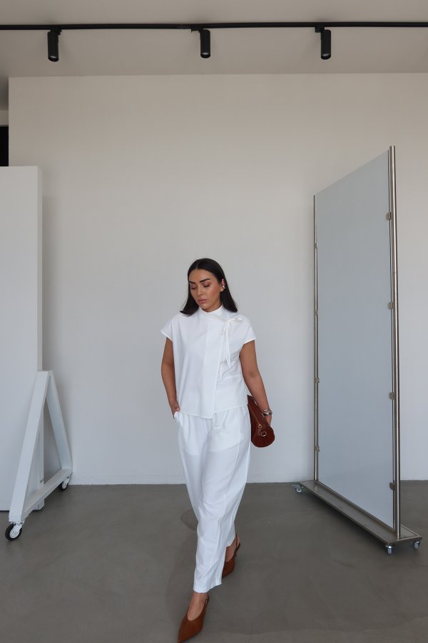 Bağlamalı Bluz Pantolon Takım