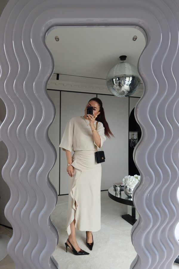 Yanı Drapeli Kısa Kol Elbise