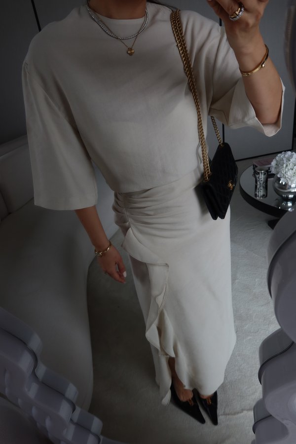 Yanı Drapeli Kısa Kol Elbise