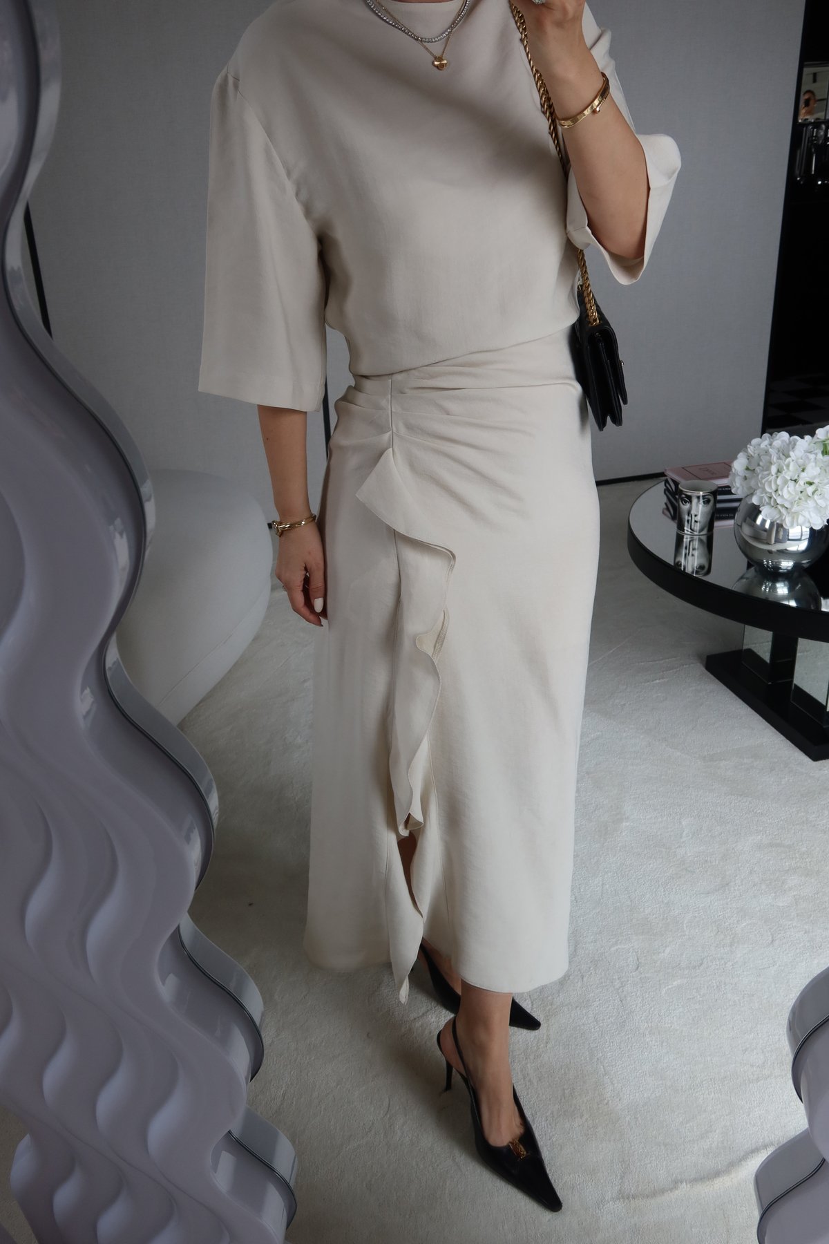 Yanı Drapeli Kısa Kol Elbise