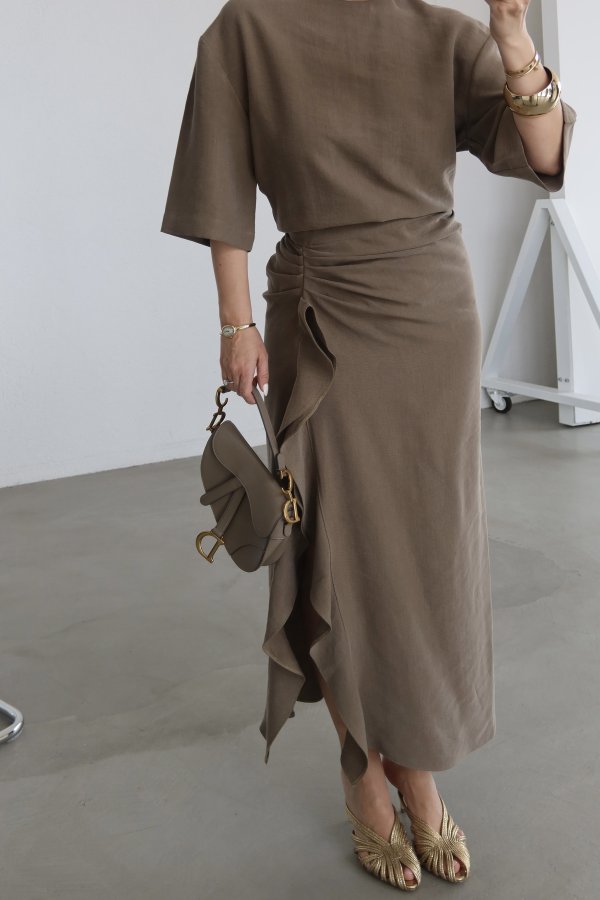 Yanı Drapeli Kısa Kol Elbise