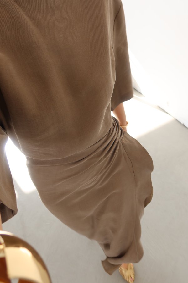 Yanı Drapeli Kısa Kol Elbise