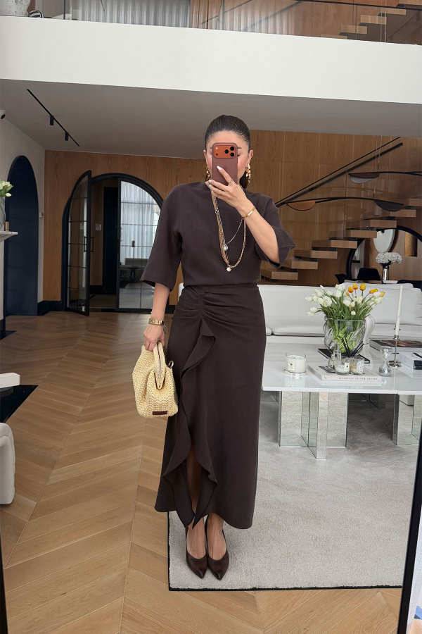 Yanı Drapeli Kısa Kol Elbise