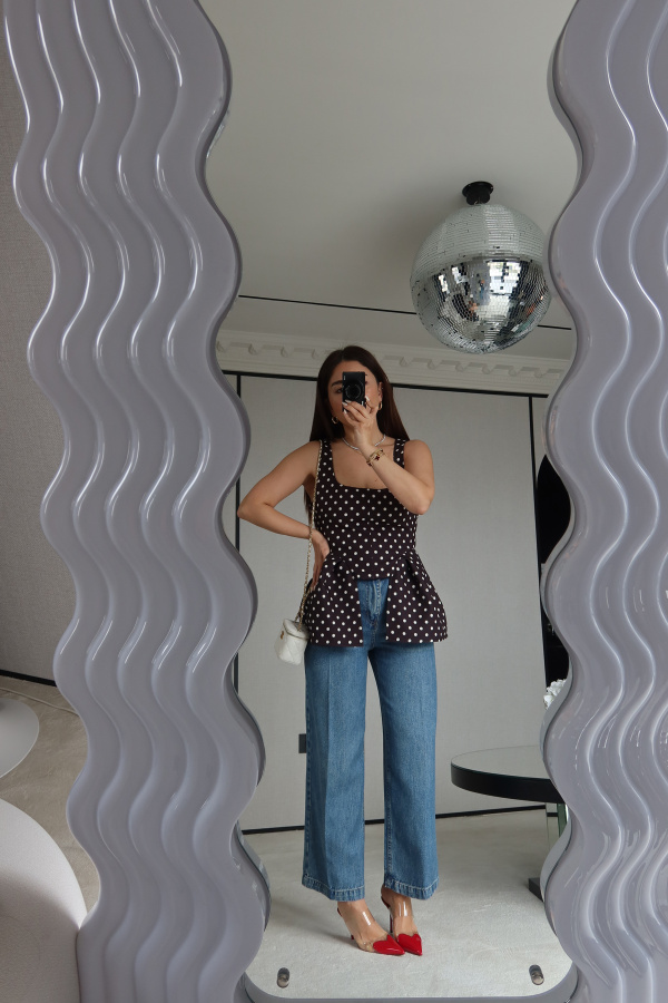 Puantiyeli Askılı Bluz