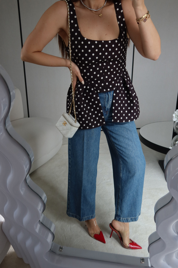 Puantiyeli Askılı Bluz