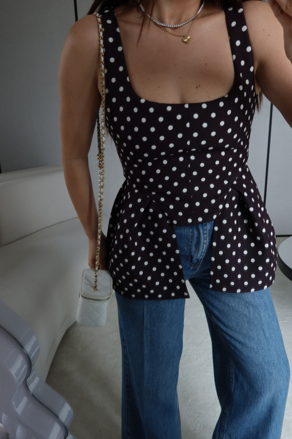 Puantiyeli Askılı Bluz