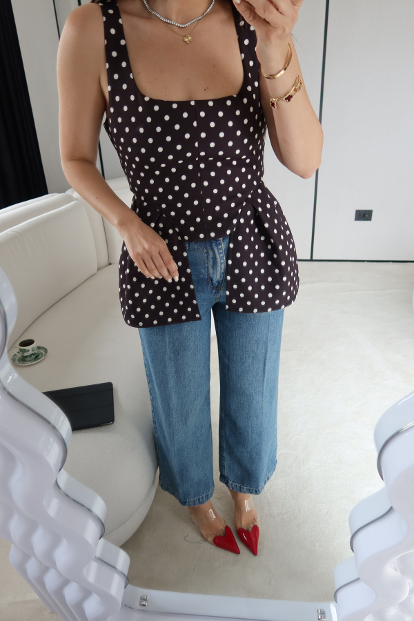 Puantiyeli Askılı Bluz