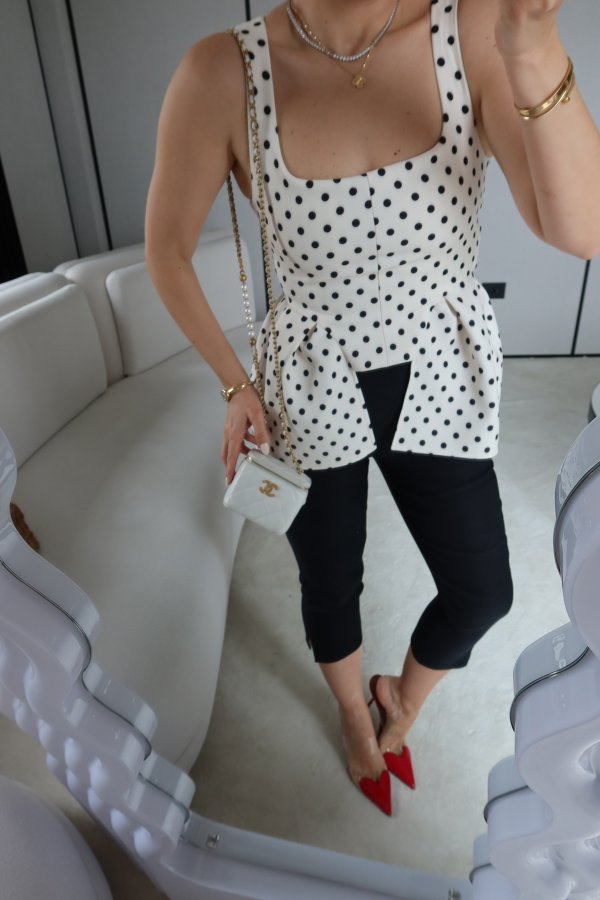 Puantiyeli Askılı Bluz