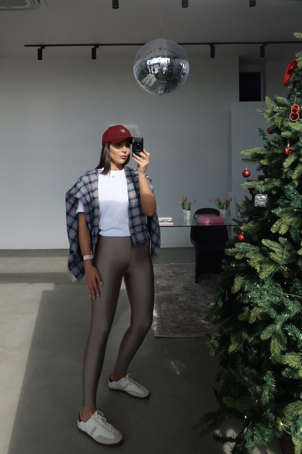 Yüksek Bel Parlak Tayt