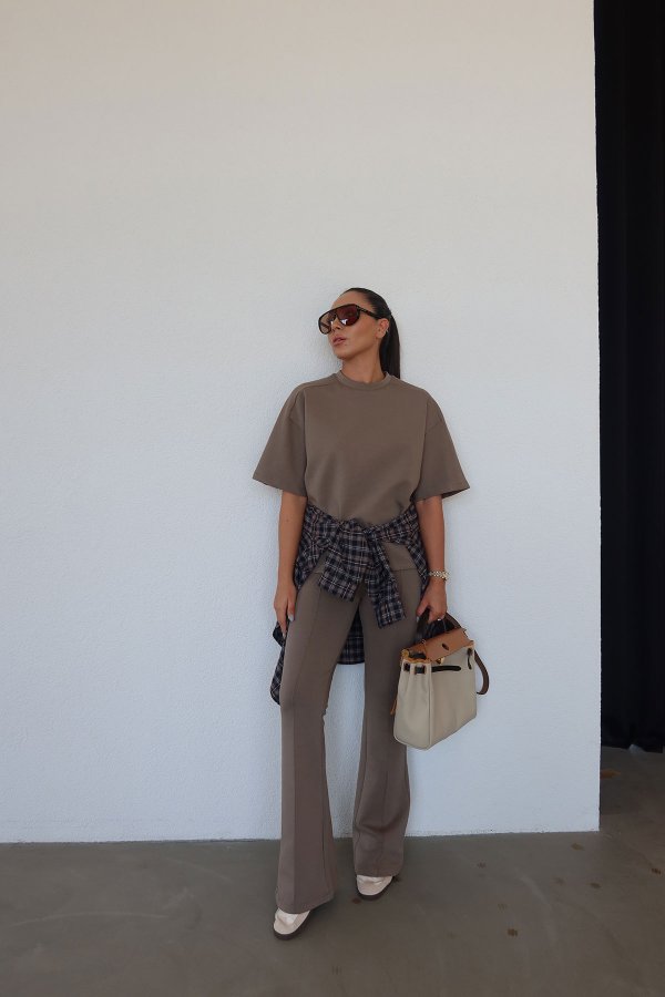 İspanyol Paça Önden Dikişli Pantolon