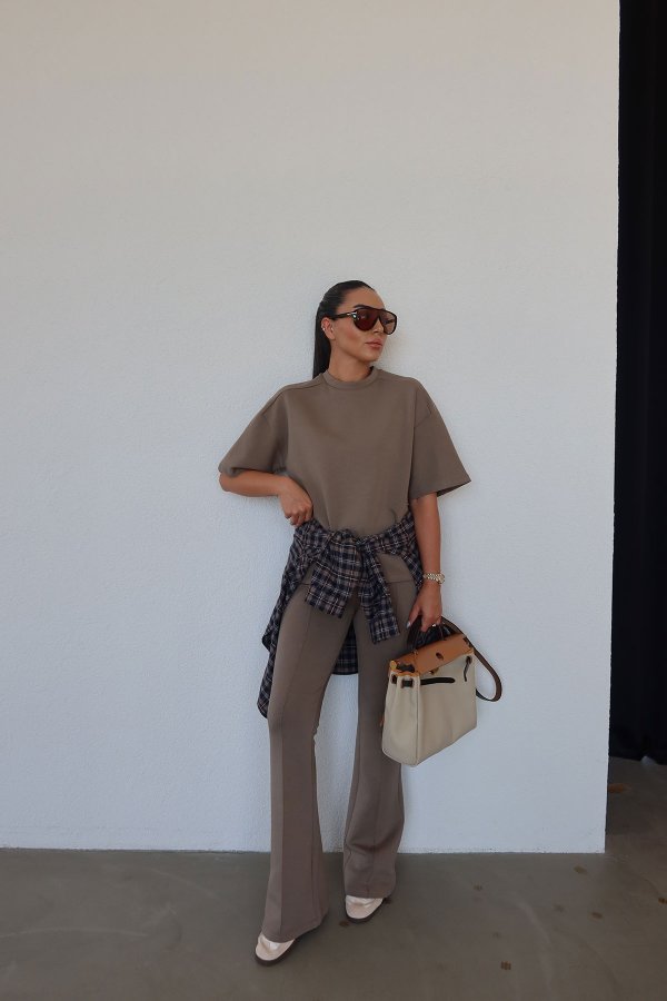 İspanyol Paça Önden Dikişli Pantolon