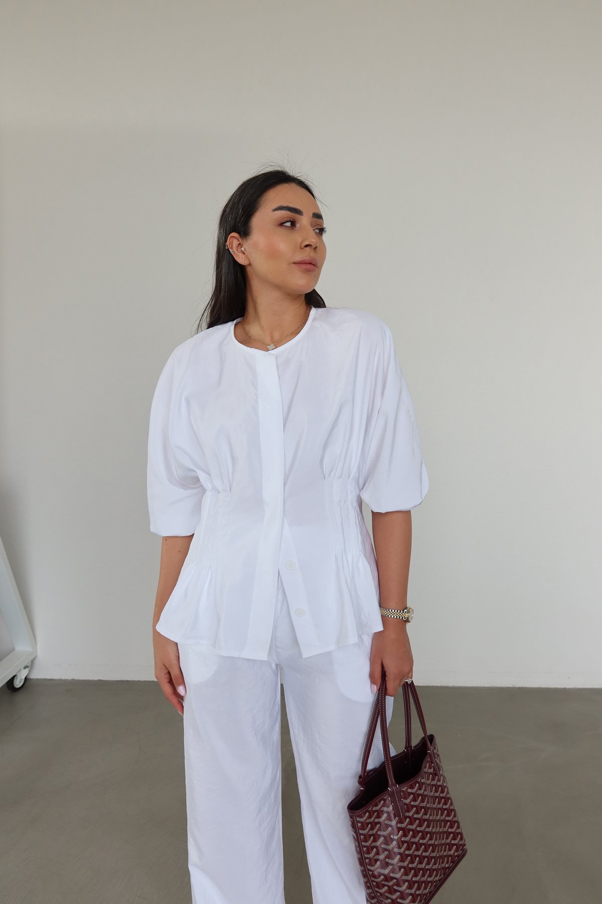 Balon Kol Gipeli Gömlek Pantolon Takım