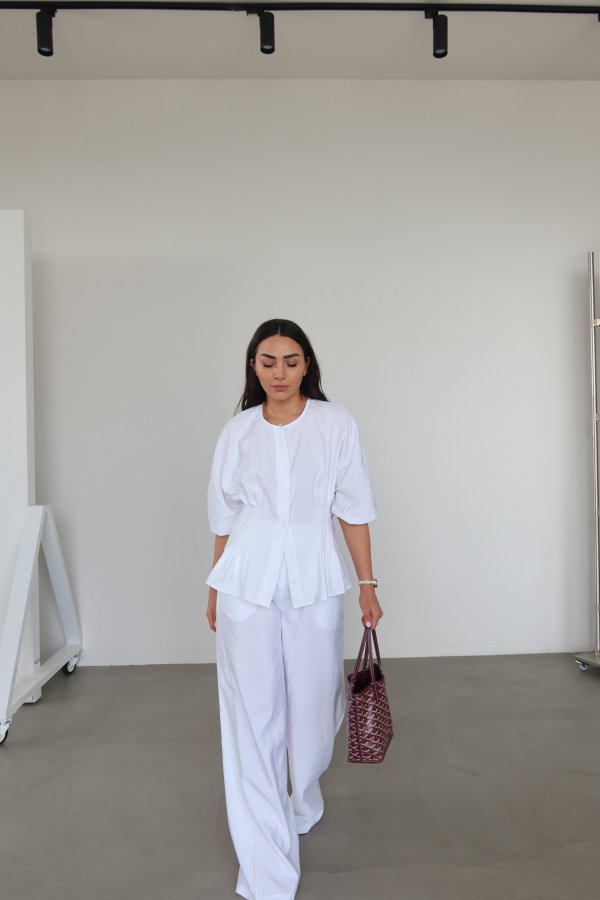 Balon Kol Gipeli Gömlek Pantolon Takım