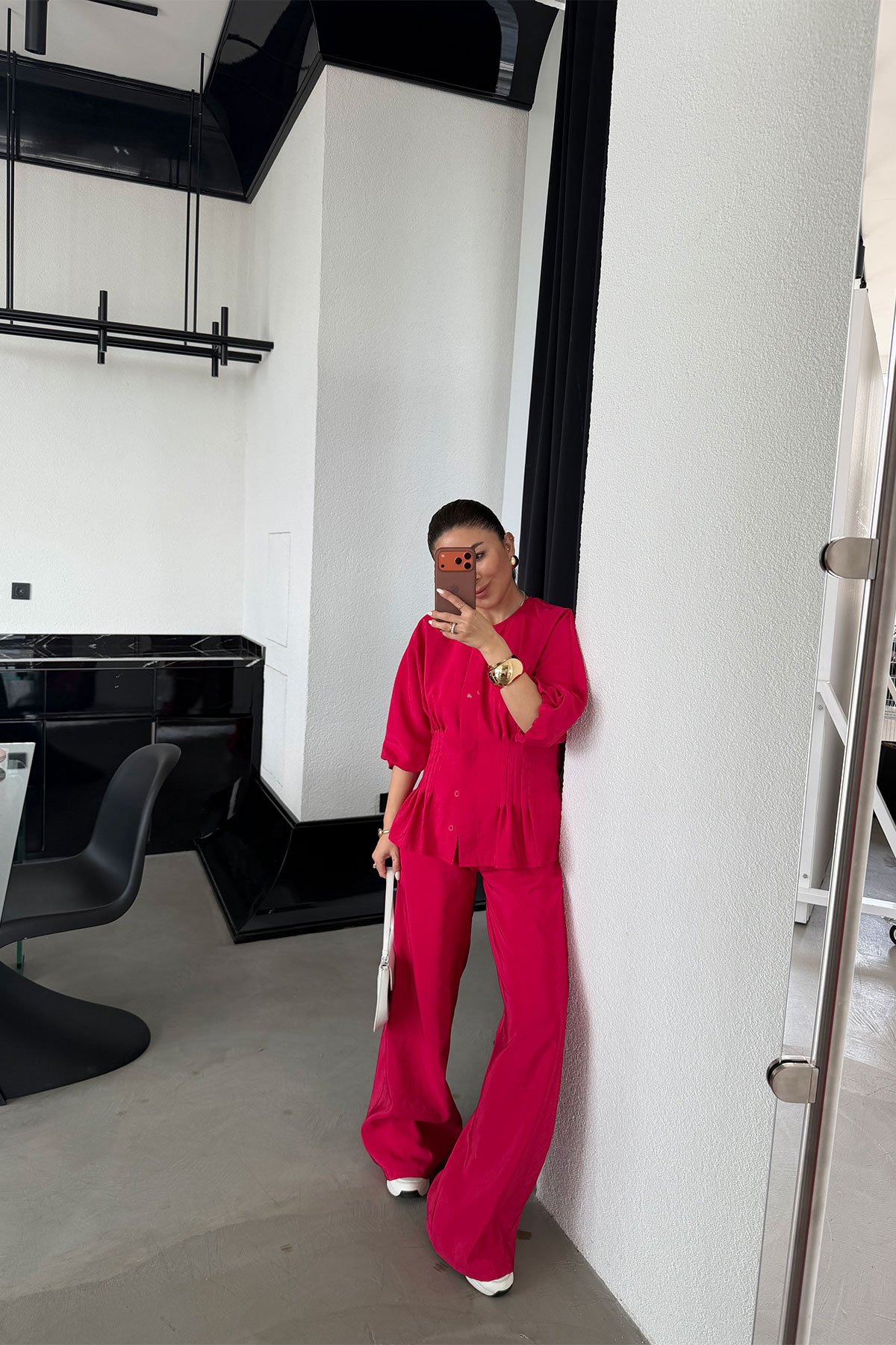 Balon Kol Gipeli Gömlek Pantolon Takım