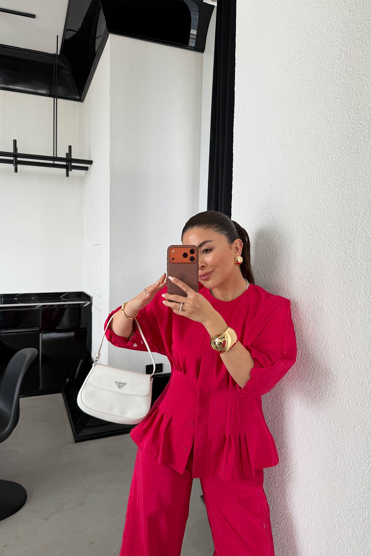 Balon Kol Gipeli Gömlek Pantolon Takım