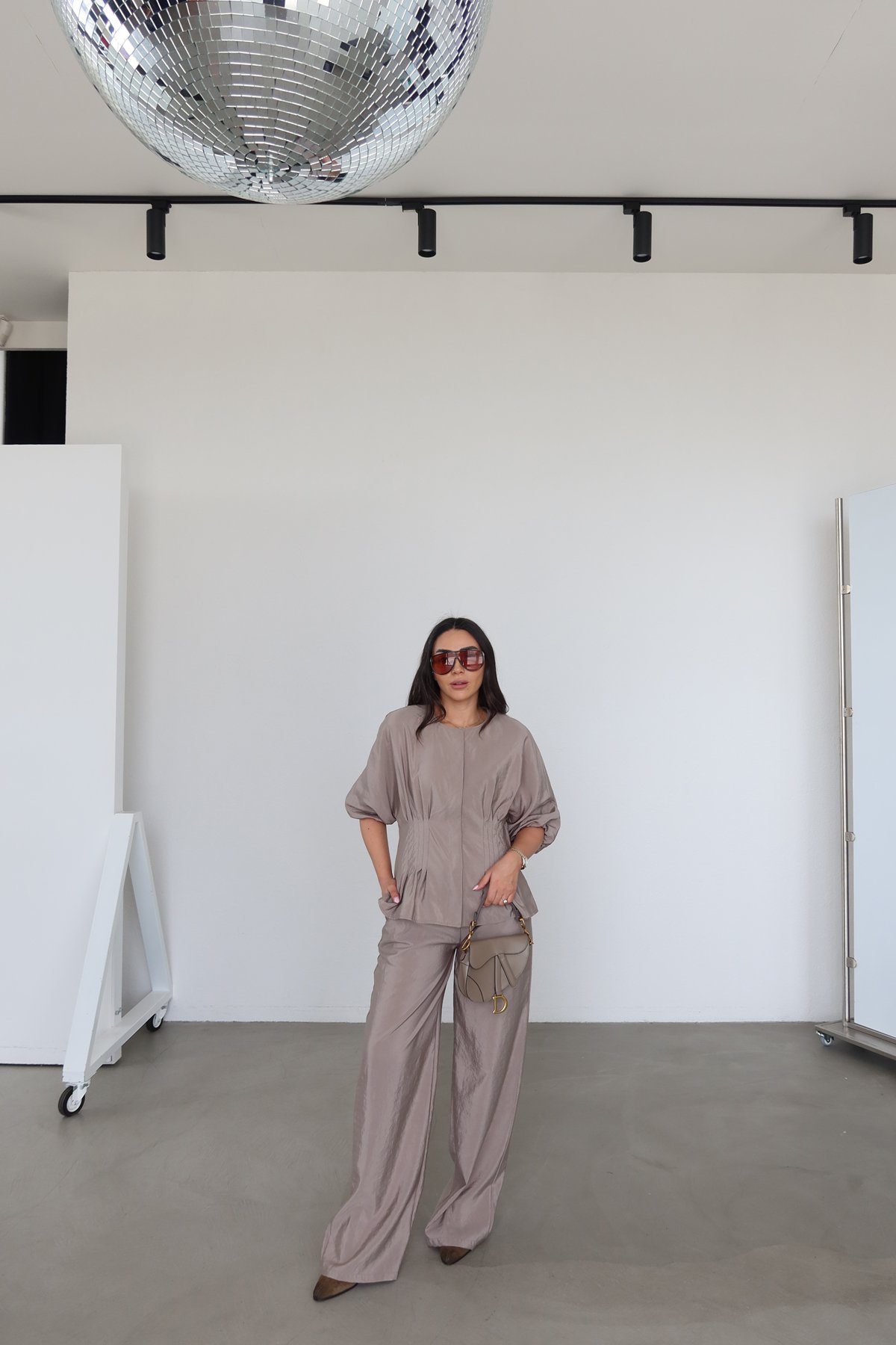 Balon Kol Gipeli Gömlek Pantolon Takım