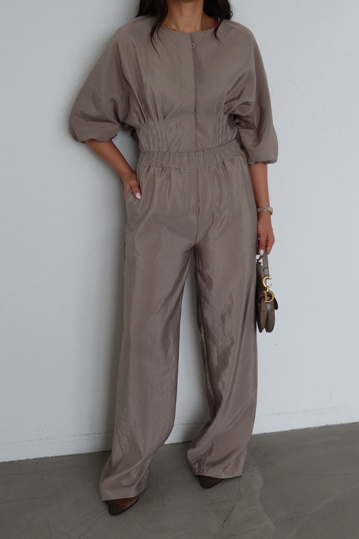 Balon Kol Gipeli Gömlek Pantolon Takım