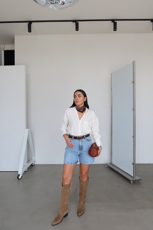 Dokulu Oversize  Gömlek