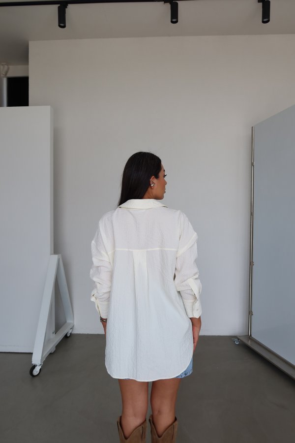 Dokulu Oversize  Gömlek