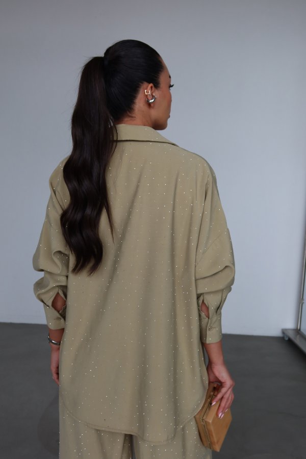 Taş Baskılı Premium Gömlek Pantolon Takım