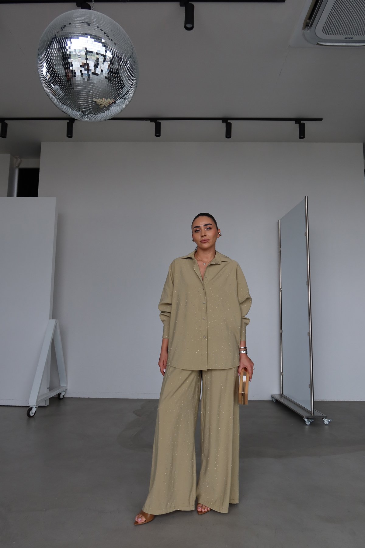 Taş Baskılı Premium Gömlek Pantolon Takım