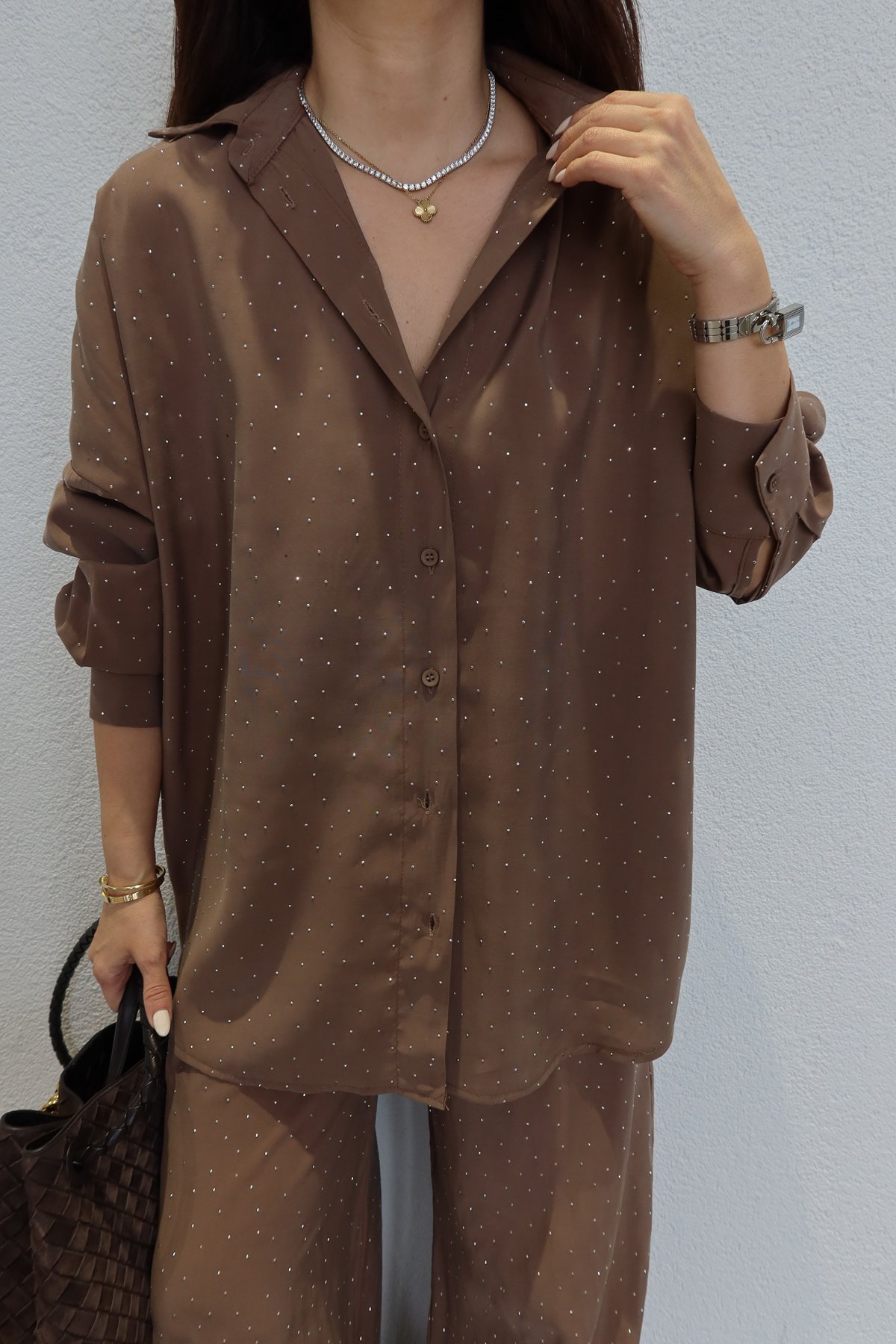 Taş Baskılı Premium Gömlek Pantolon Takım