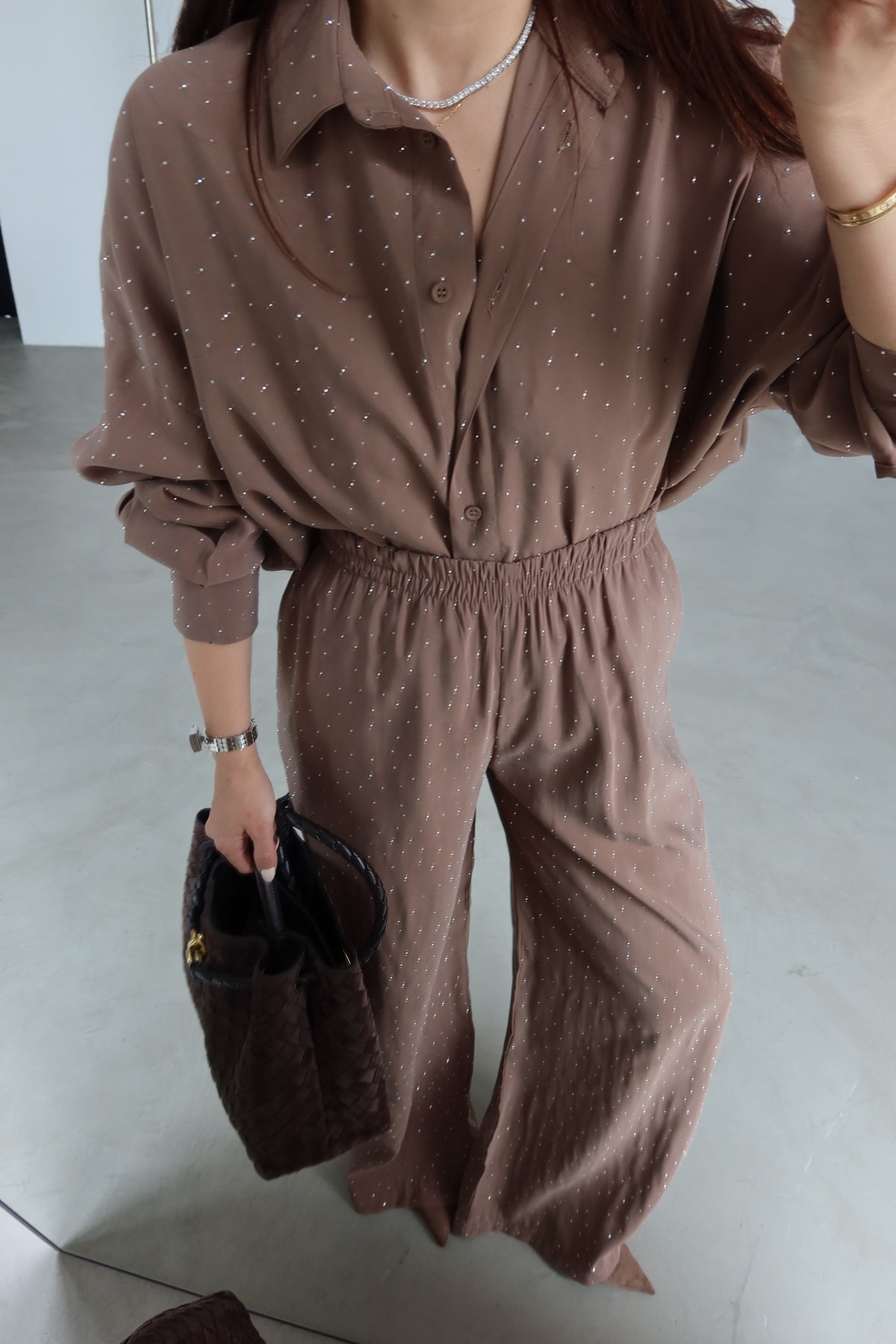 Taş Baskılı Premium Gömlek Pantolon Takım