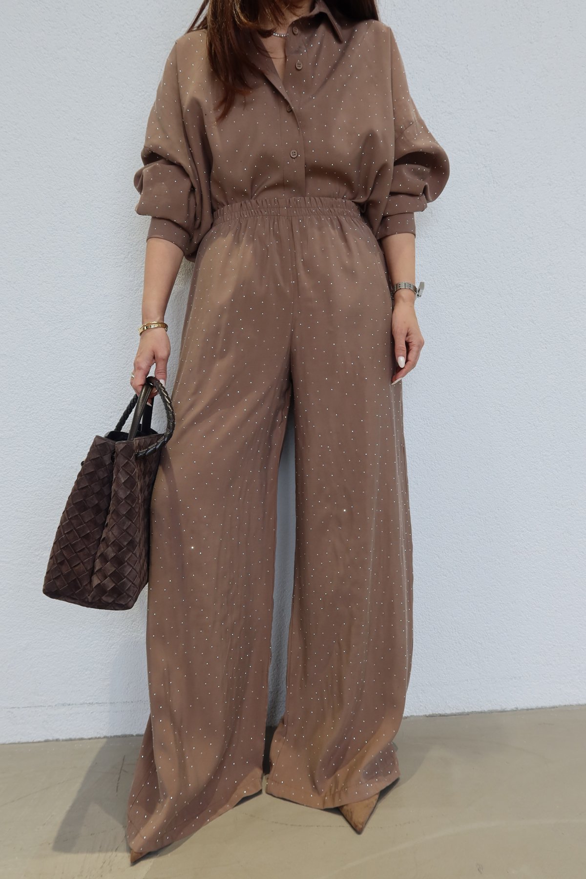 Taş Baskılı Premium Gömlek Pantolon Takım