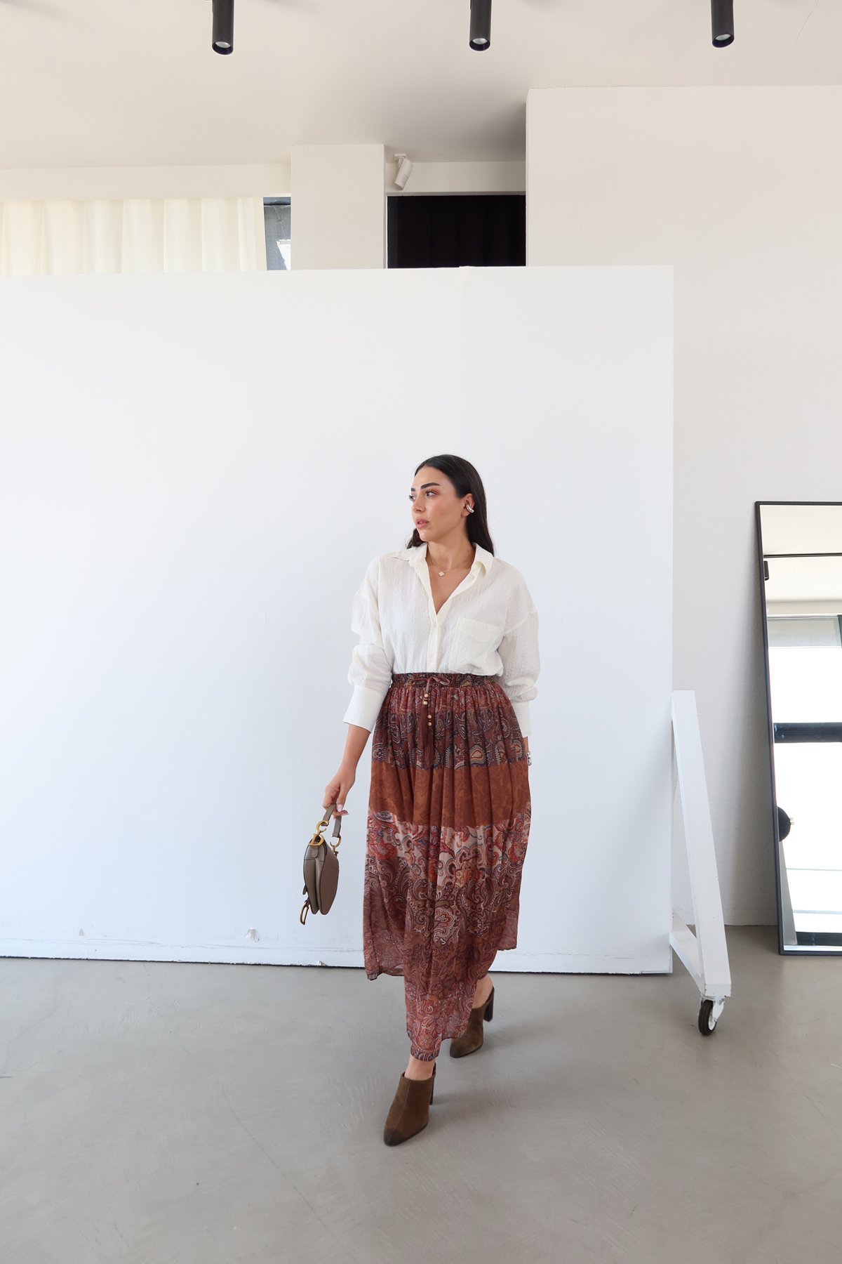 Etnik Desen Pileli Etek