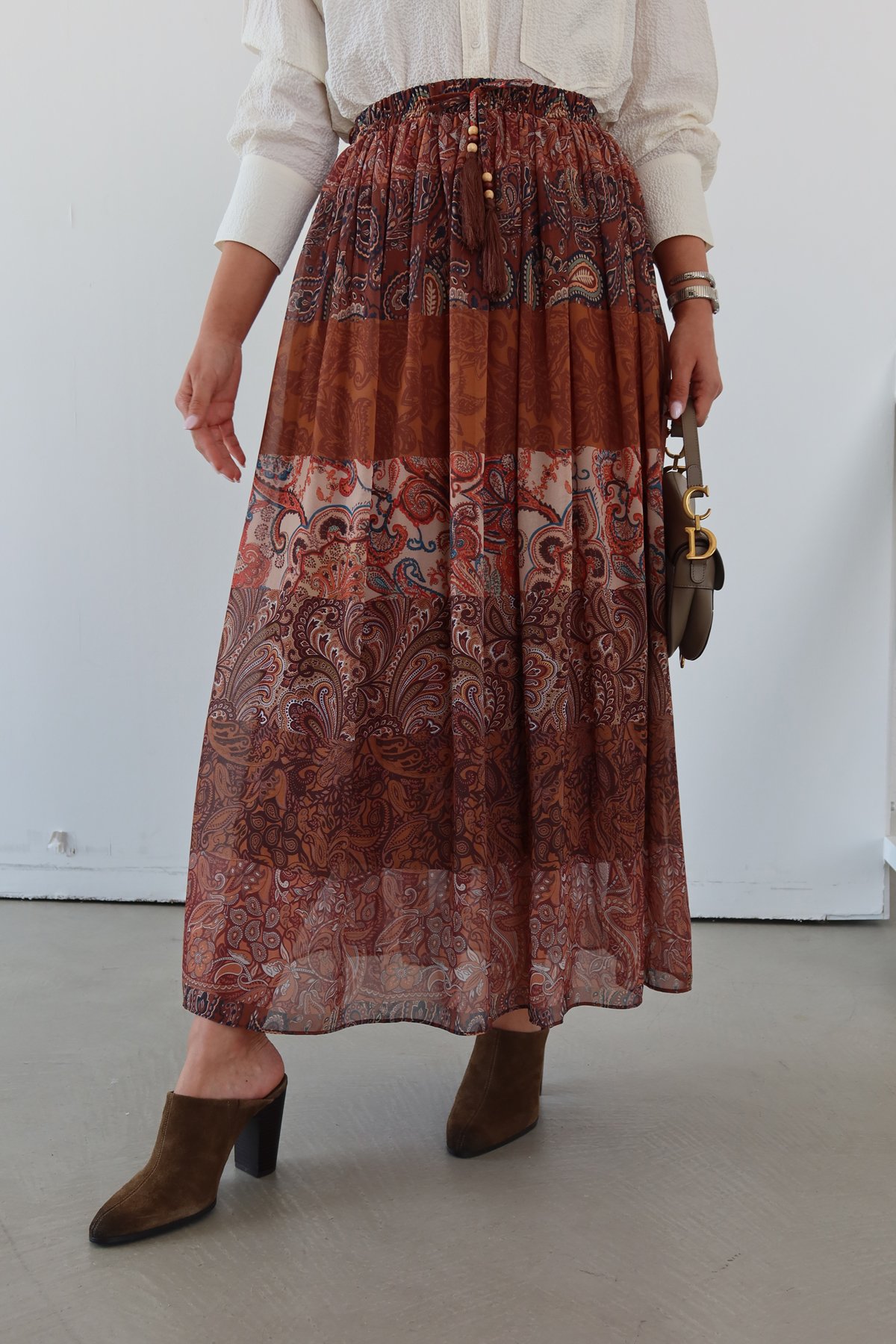 Etnik Desen Pileli Etek